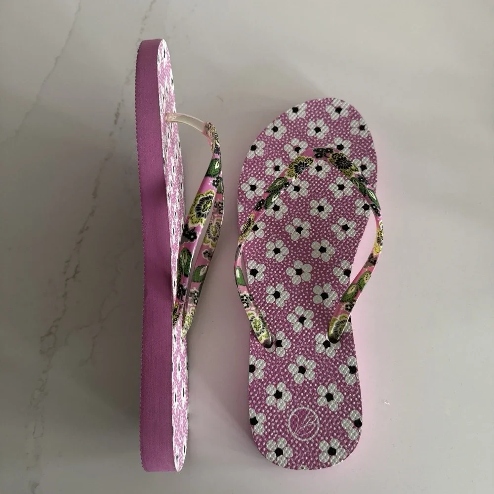 Vera Bradley Priscilla Pink‎ Flip Flops Women's Large 9/10 Floral
